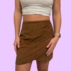 Abercrombie & Fitch Tan Vegan-Suede Mini Skirt